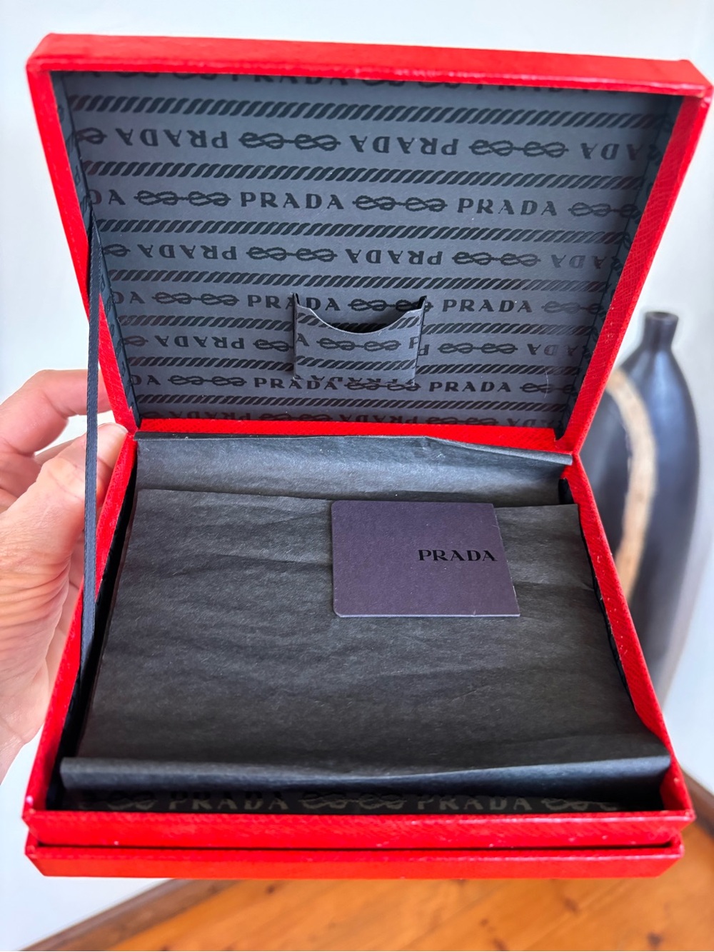 PRADA Authentic Red Saffiano Luxury Presentation Gift Storage Box Set - Picture 3 of 10
